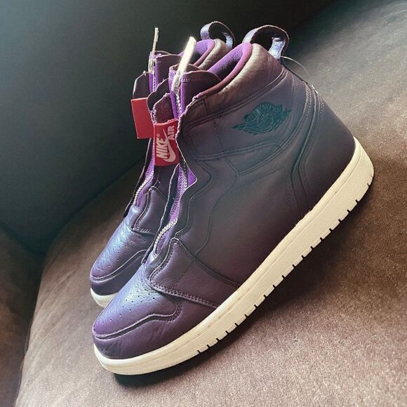 Nike Air Jordan 1 High Zip Premium Bordeaux Wine 2018 AT0575-600 Women Sz 7 US - Picture 3 of 10